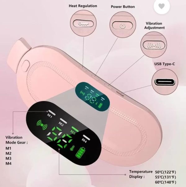 Heating Pad women Period Pain Cramp Relief Belt -Portable Menstrual Heating Pad, Heated Belly Belt for Menstrual Cramp Relief with 3 Heat Levels and 4 Modes, Electric Belt Massage for Women and Girls - Electric Massager Machine for Women