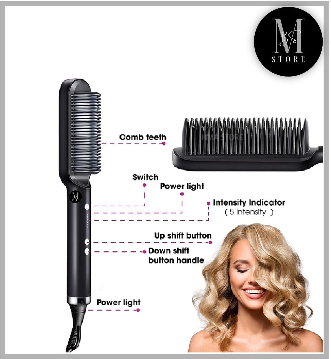 Hair Straightening Comb/Brush, Curling Comb Dual-Purpose Hair Straightener Styling Comb, Splint Does Not Damage The Inner Buckle for Professional Salon at Home